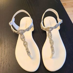 White bridal Le Chateau sandals